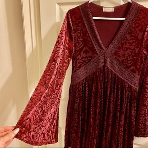 Maroon patterned mini dress